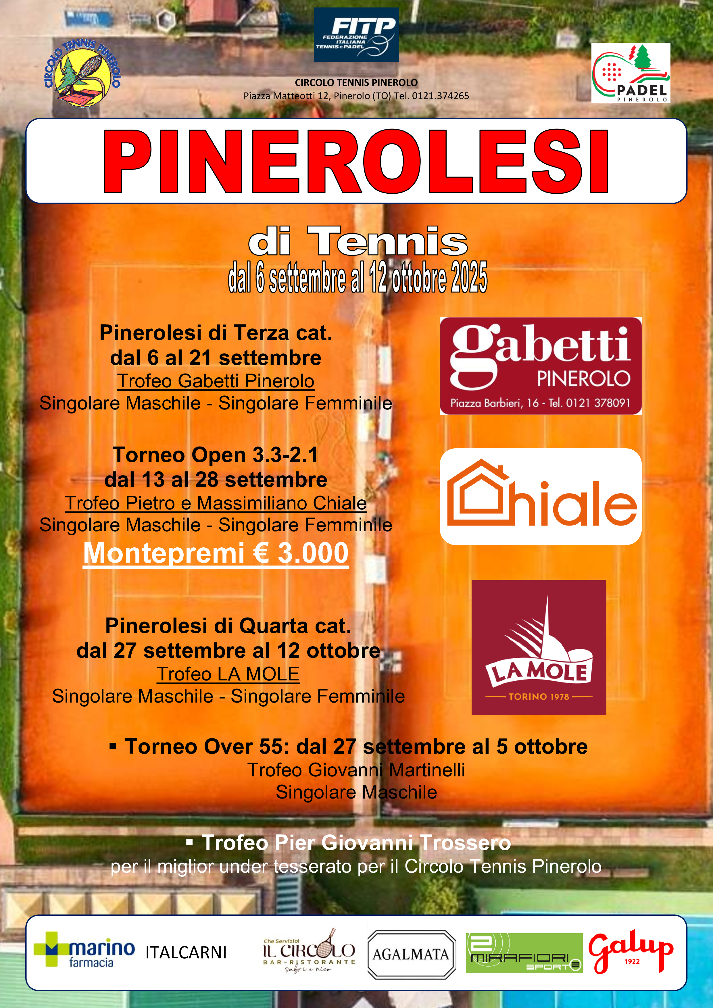 PINEROLESI di TENNIS - dal 6 settembre al 5 ottobre 2025